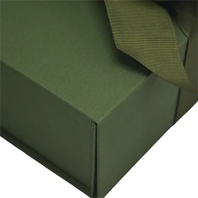 Boîte cadeau tissu avec noeud kaki mat 18 x 10 x 7 cm, paquet de 5 - Boites cadeaux carton pliables-1