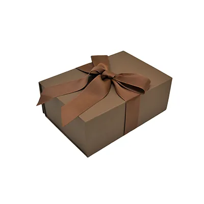 Boîte cadeau tissu avec noeud marron mat 23 x 16 x 9 cm, paquet de 5 - Boites cadeaux carton pliables