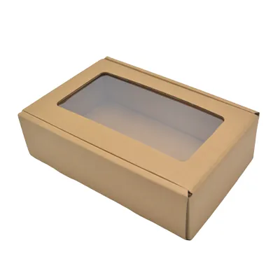 Boîte cadeau carton à fenêtre 35 x 24,5 x 10 cm – Lot de 10 - Boites cadeaux carton pliables