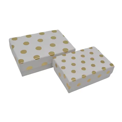 Boîte cadeau cloche rectangulaire blanche à pois dorés 14,5x10x5cm – Paquet de 10 - Boites cloches-2