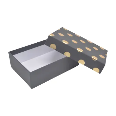 Boîte cadeau cloche rectangulaire noire à pois dorés 14,5x10x5cm – Paquet de 10 - Boites cloches-1