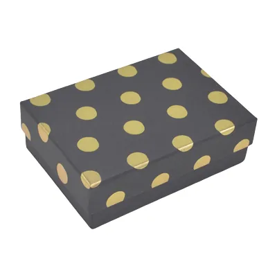 Boîte cadeau cloche rectangulaire noire à pois dorés 17x12x5,5cm – Paquet de 10 - Boites cloches