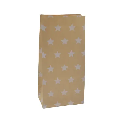 Sac SOS kraft brun à étoiles blanches 9+6x18cm 70g/m² – Paquet de 250 - Pochettes SOS kraft
