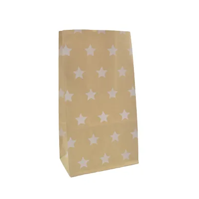Sac SOS kraft brun à étoiles blanches 13+8x24cm 70g/m² – Paquet de 250 - Pochettes SOS kraft