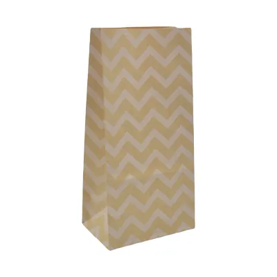 Sac SOS kraft brun à chevrons blancs 9+6x18cm 70g/m² – Paquet de 250 - Pochettes SOS kraft