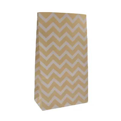 Sac SOS kraft brun à chevrons blancs 13+8x24cm 70g/m² – Paquet de 250 - Pochettes SOS kraft