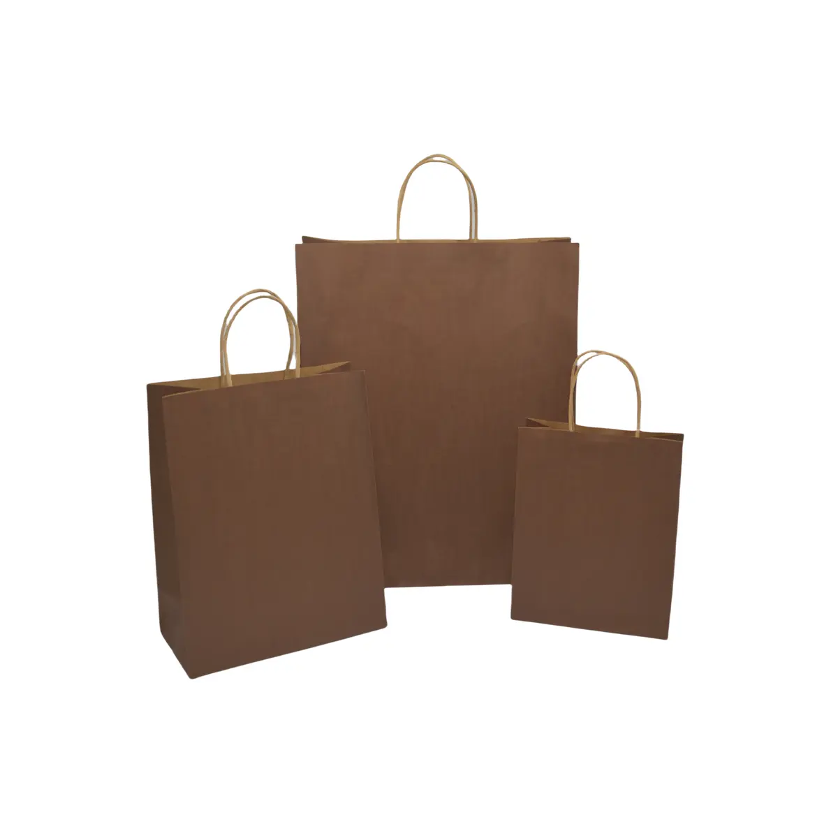 Sac kraft chocolat poignées torsadées brunes 24+12x31 cm – Paquet de 50 - Sacs kraft couleur poignées torsadées-1