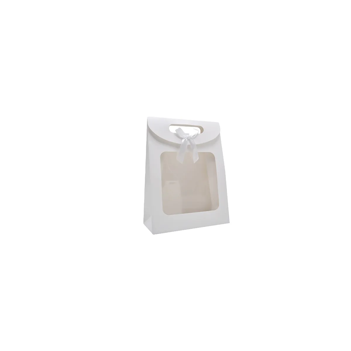 Pochette cadeau blanche à velcro avec fenêtre 12 x 6 x 16 cm - Lot de 20 - Pochettes cadeaux luxe