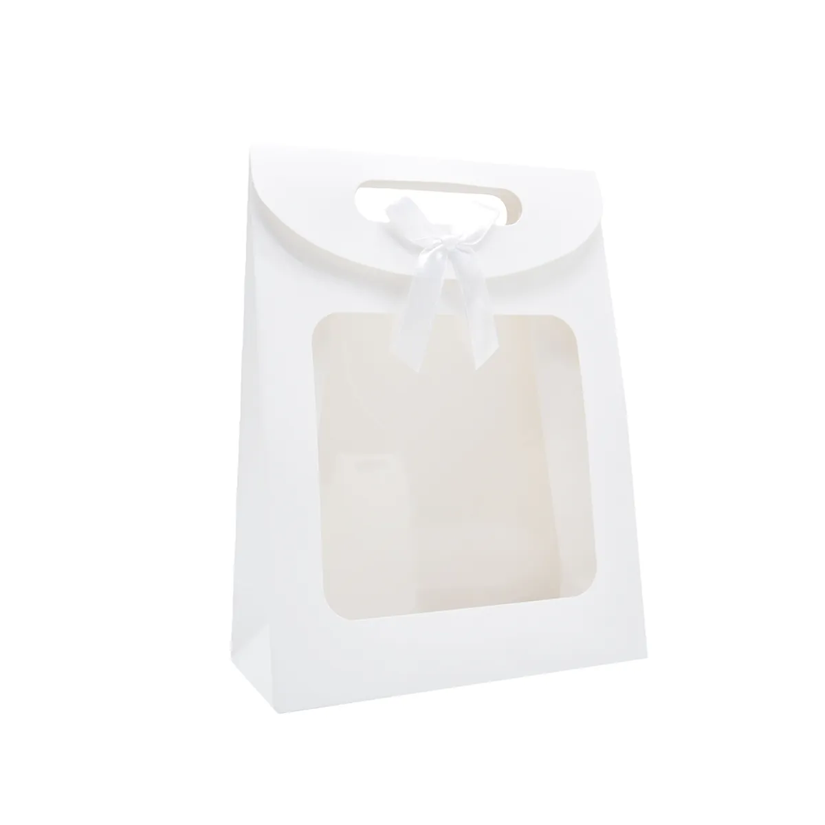 Pochette cadeau blanche à velcro avec fenêtre 23 x 11 x 32 cm - Lot de 20 - Pochettes cadeaux luxe