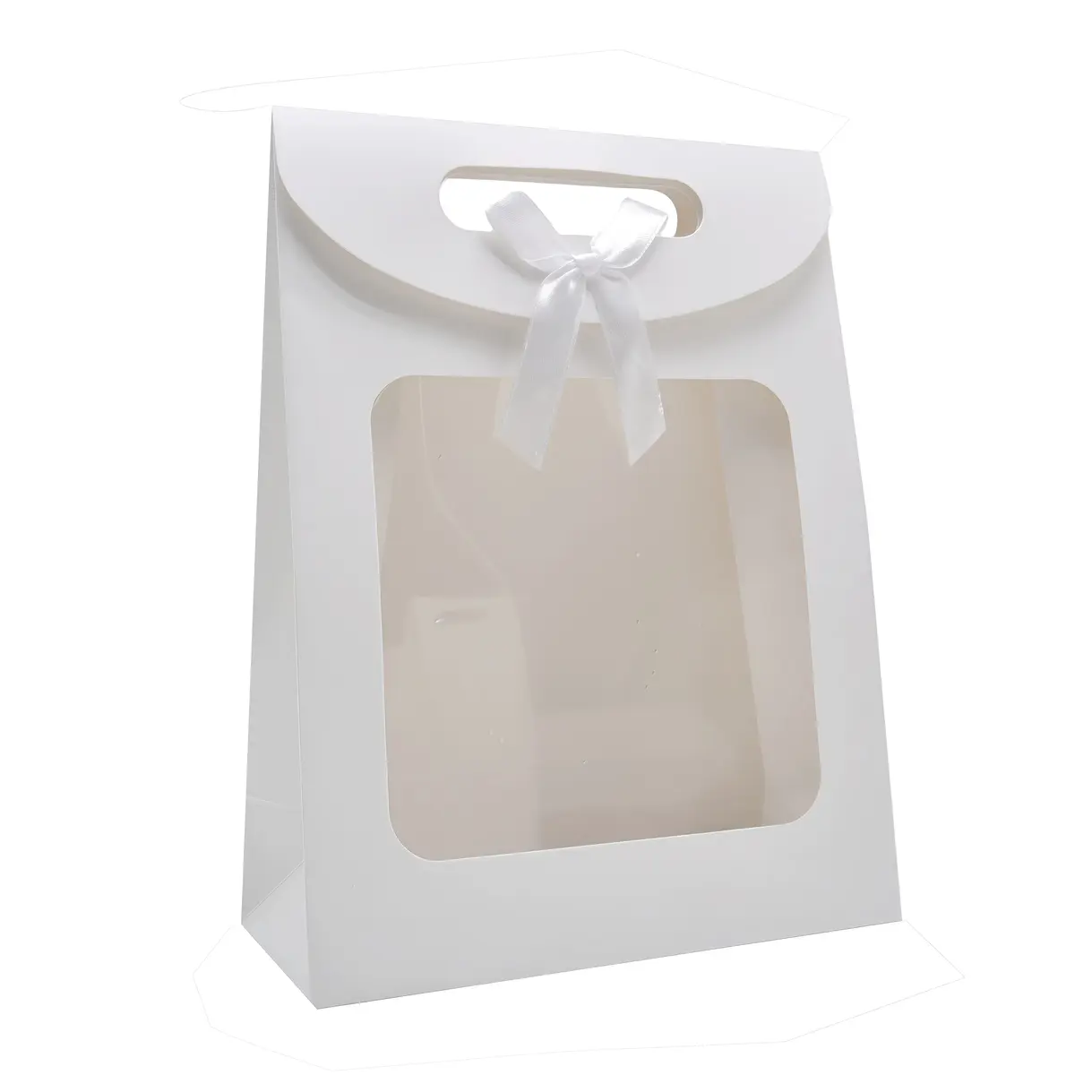 Pochette cadeau blanche à velcro avec fenêtre 23 x 11 x 32 cm - Lot de 20 - Pochettes cadeaux luxe