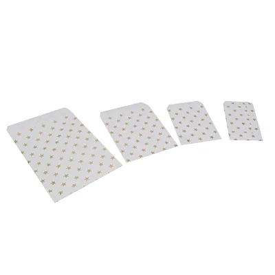 Pochettes cadeaux kraft blanc étoiles or dorure à chaud 10 x 15 cm 50 g/m² - Paquet de 100 - Pochettes cadeaux à motifs-1