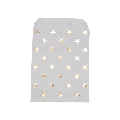 Pochettes cadeaux kraft blanc étoiles or dorure à chaud 13 x 18 cm 50 g/m² - Paquet de 100 - Pochettes cadeaux à motifs