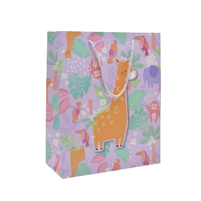 Sac papier motif animaux de la jungle 26x12x32 cm – Paquet de 20 - Sacs pelliculés à motifs