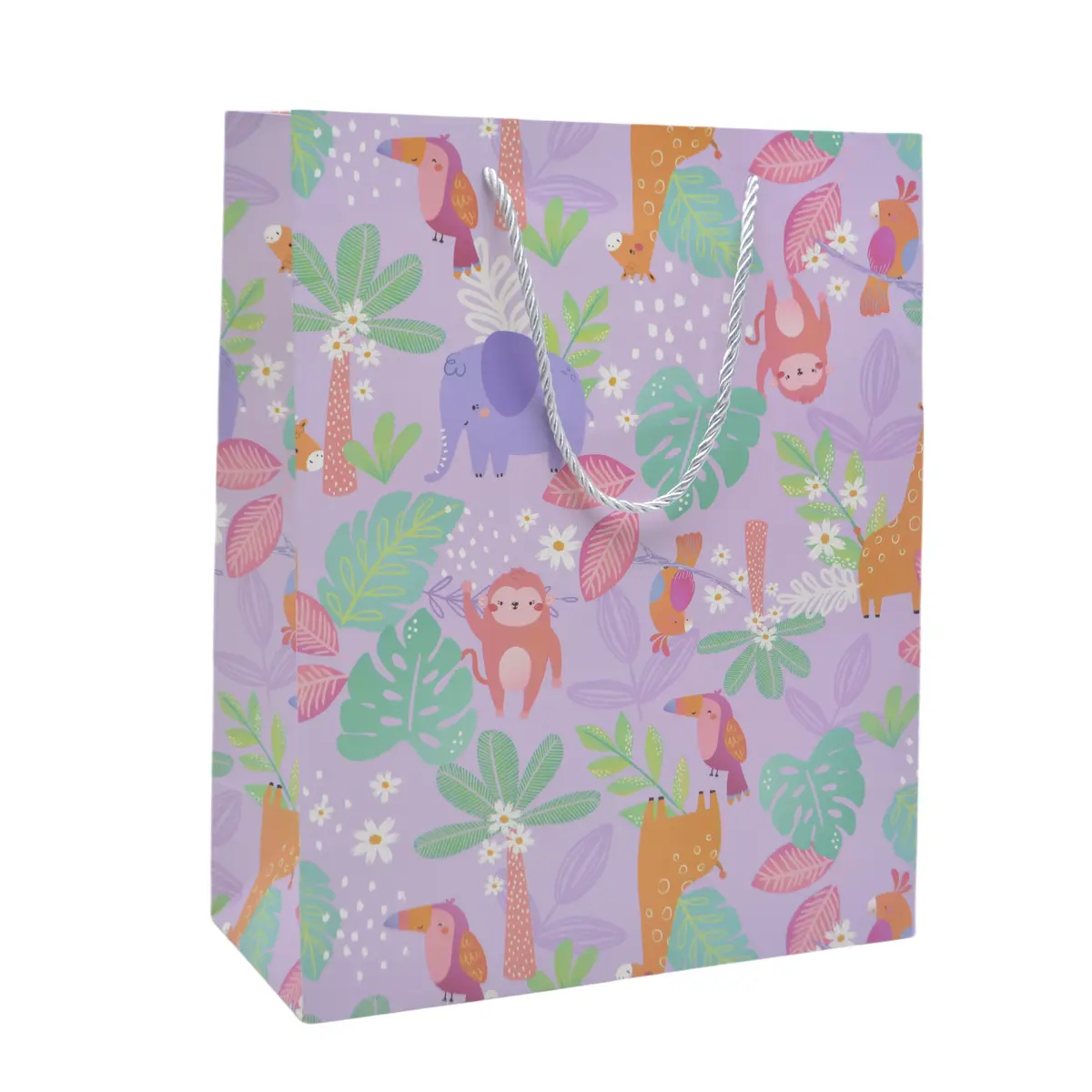 Sac papier motif animaux de la jungle 26x12x32 cm – Paquet de 20 - Sacs pelliculés à motifs-1