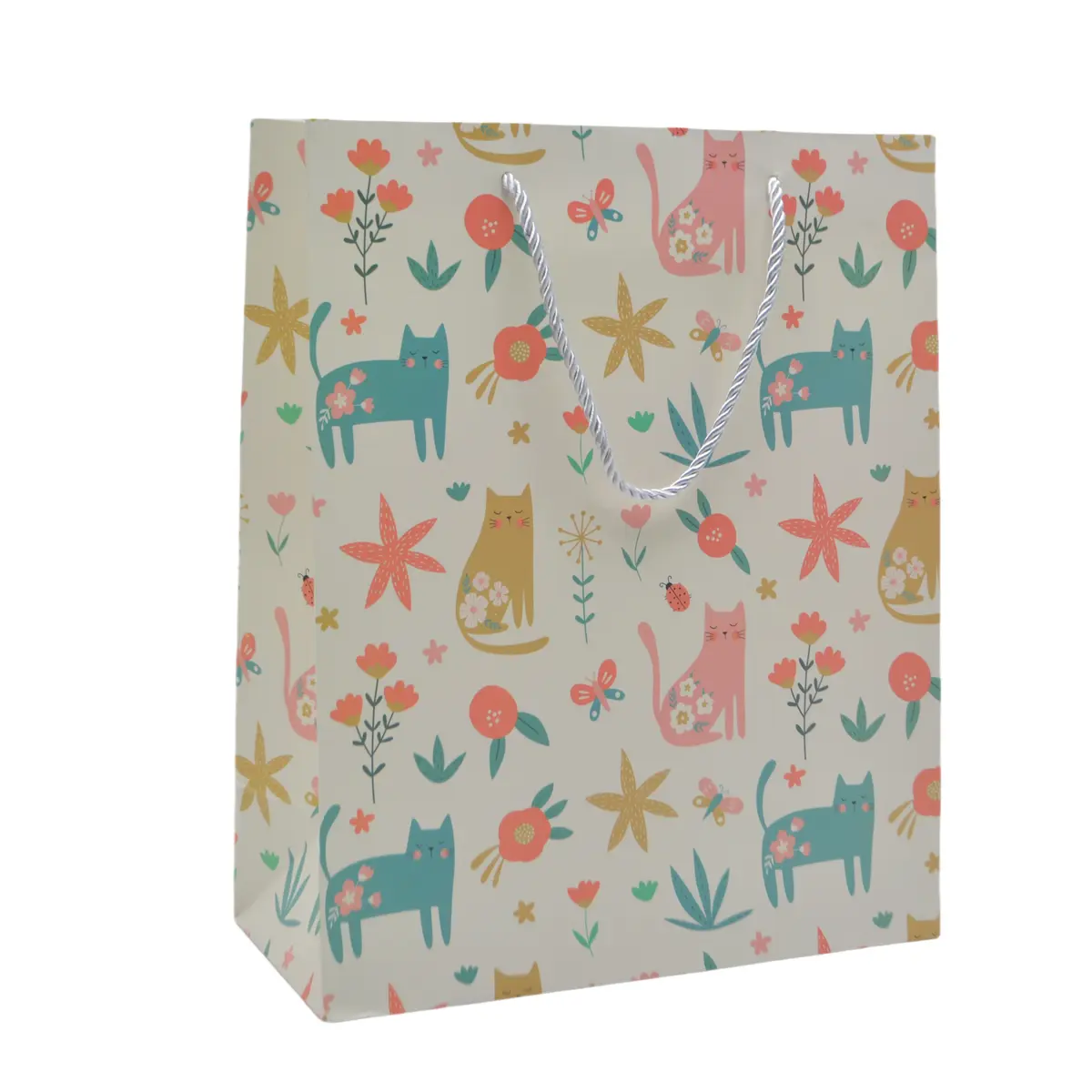 Sac papier motif chats 26x12x32 cm – Paquet de 20 - Sacs pelliculés à motifs-1