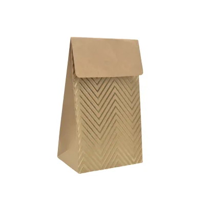Pochette cadeau papier kraft à rabat motif chevrons dorés 8x4,5x11 cm – Sachet cadeau - Paquet de 20 - Pochettes cadeaux luxe