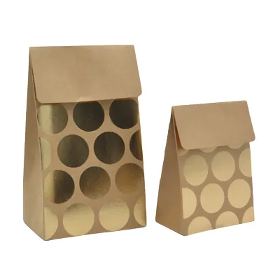 Pochette cadeau papier kraft à rabat motif pois dorés 9,5x6,5x16,2 cm – Sachet cadeau - Paquet de 20 - Pochettes cadeaux luxe-1