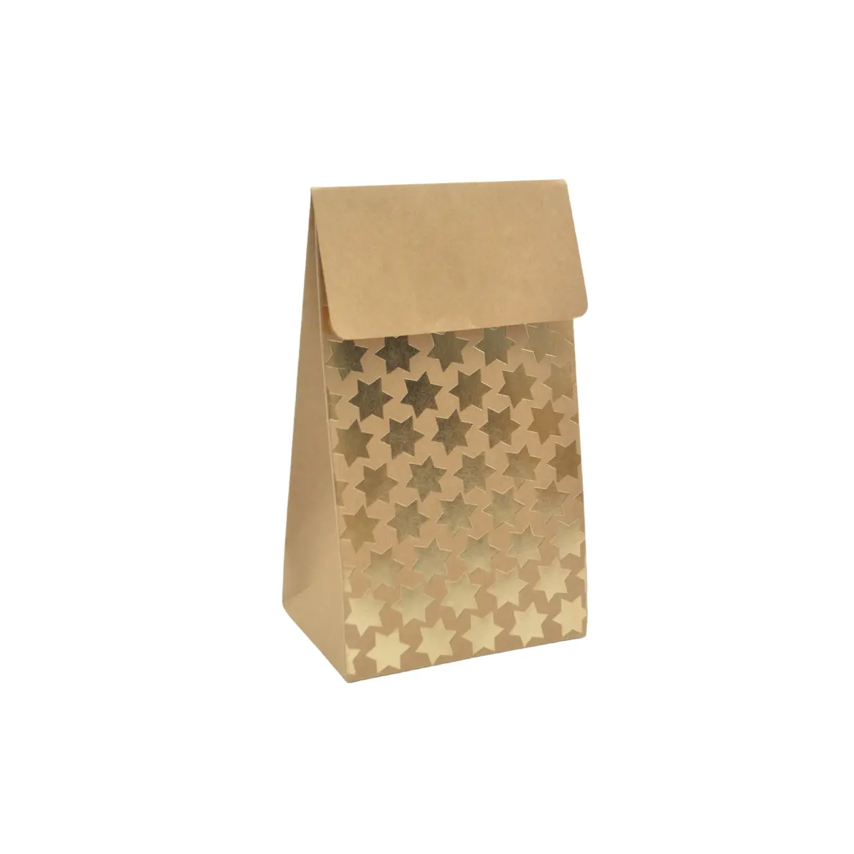Pochette cadeau papier kraft à rabat motif étoiles dorées 8x4,5x11 cm – Sachet cadeau - Paquet de 20 - Pochettes cadeaux luxe