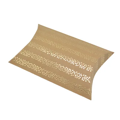 Boîte berlingot kraft rayures de pois or dorés à chaud 11x9 cm – Lot de 20 - Boites berlingots