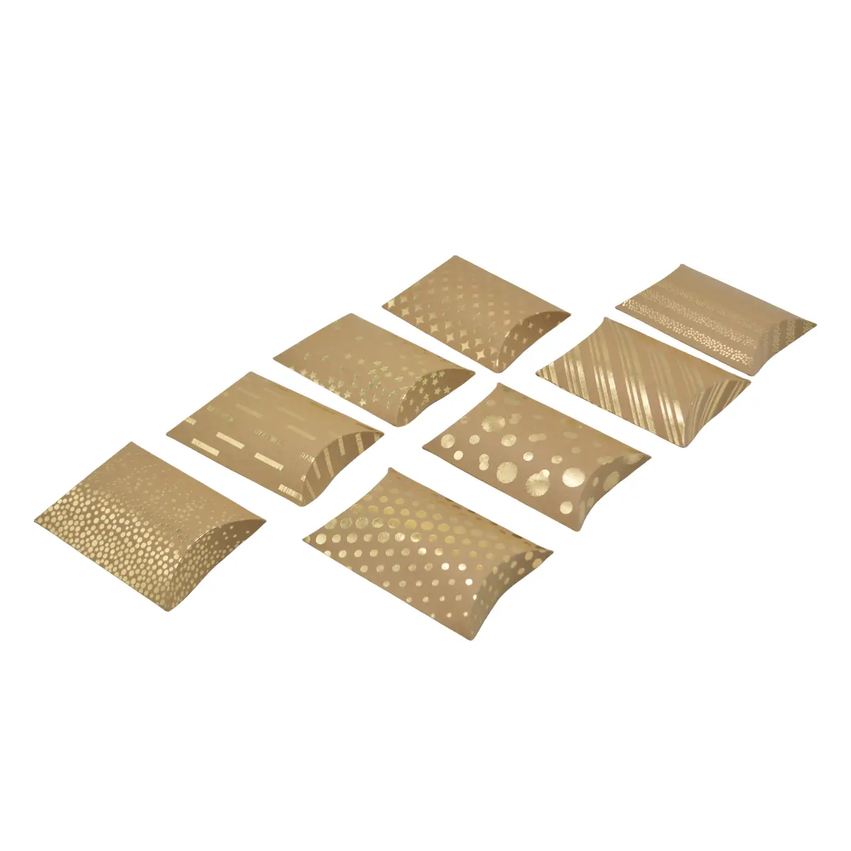 Boîte berlingot carton kraft à pois dorés 7 x 7 x 3 cm – Paquet de 100 - Boites berlingots-3