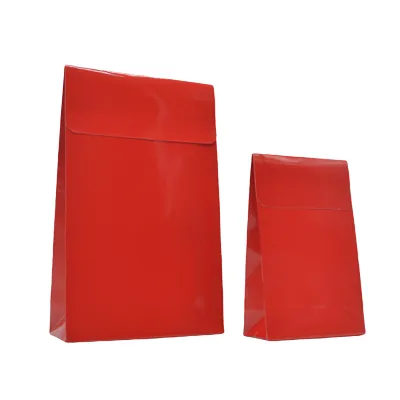 Pochettes cadeaux papier pelliculées rouge adhésives 14x5,5x23cm – Paquet de 50 - Pochettes cadeaux luxe-1