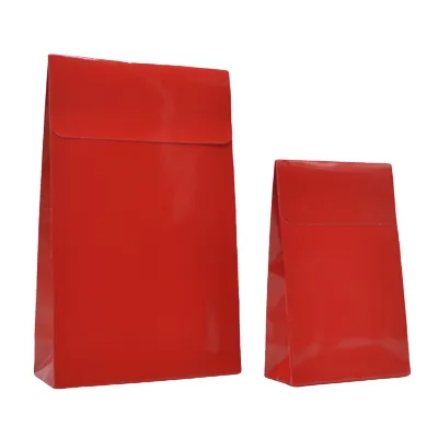 Pochettes cadeaux papier pelliculées rouge adhésives 14x5,5x23cm – Paquet de 50 - Pochettes cadeaux luxe-2