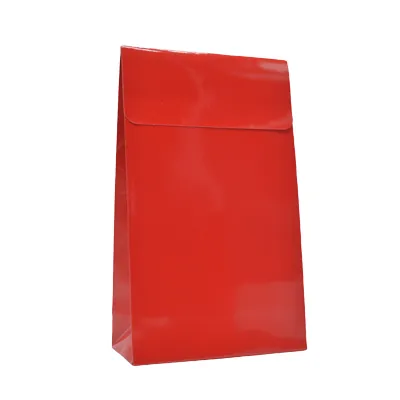 Pochettes cadeaux papier pelliculées rouge adhésives 14x5,5x23cm – Paquet de 50 - Pochettes cadeaux luxe