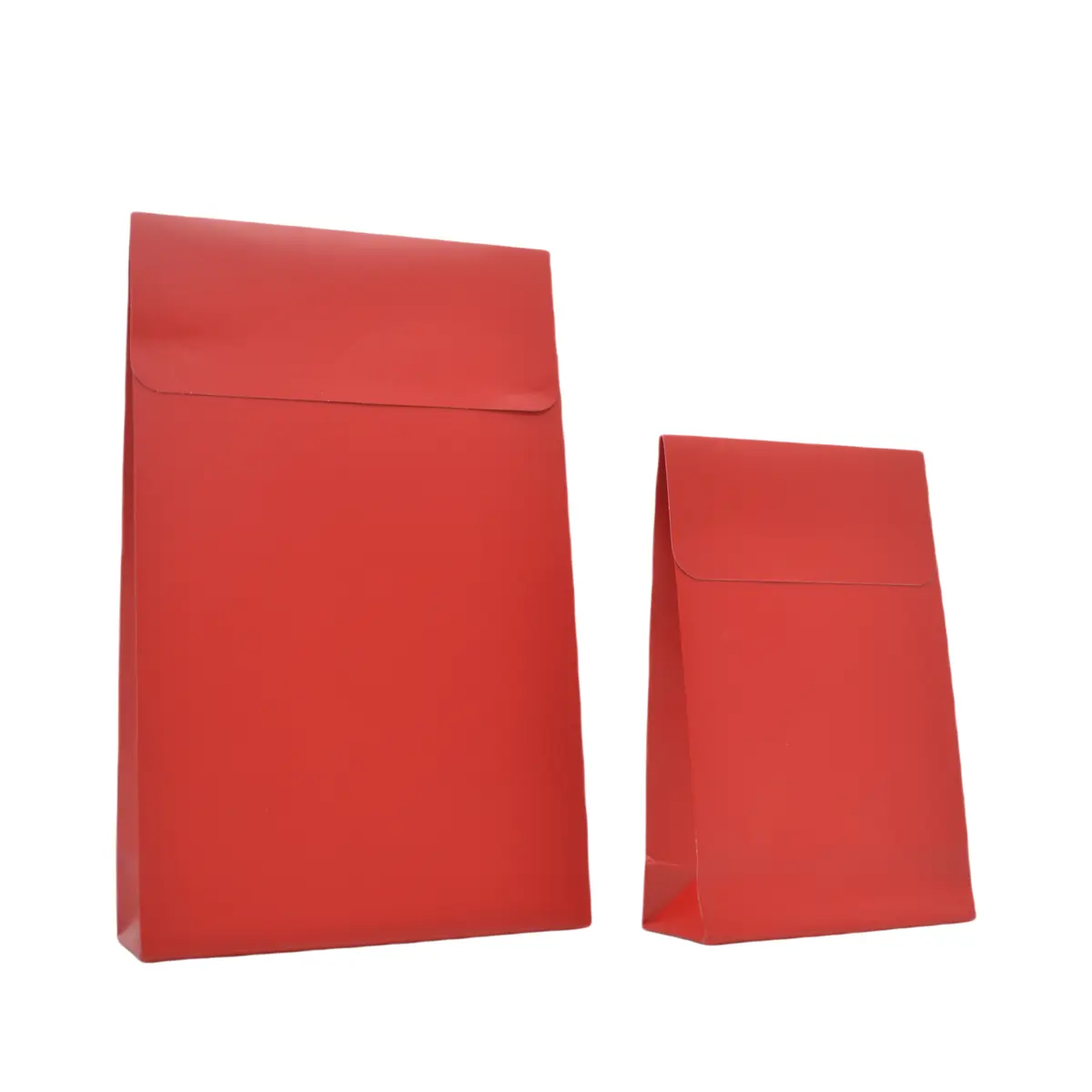 Pochette cadeau pelliculée rouge mat à rabat adhésif 10 x 4,5 x 16 cm – Paquet de 50 - Pochettes cadeaux luxe-2