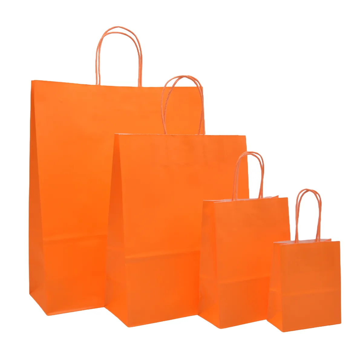 Sacs kraft orange poignées torsadées 12+6x15 cm 117g/m² – Paquet de 100 - Sacs kraft couleur poignées torsadées-1