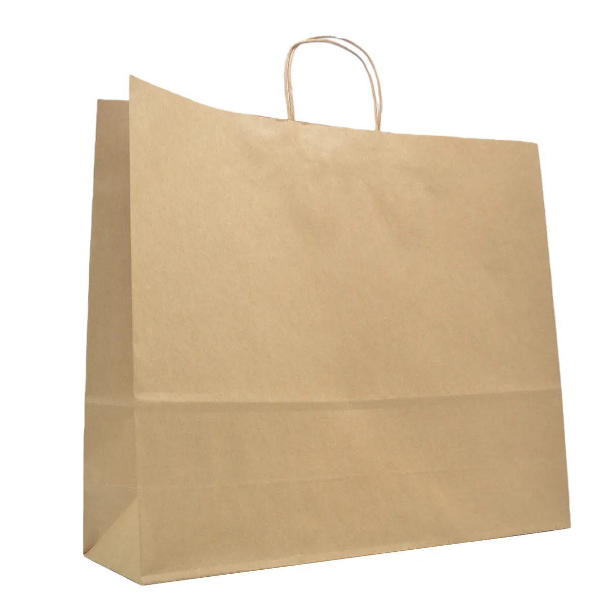 Sac kraft brun poignées torsadées 52 x 14 x 40 cm 110g/m² – Sac papier kraft - Carton de 100 - Sacs kraft brun poignées torsadées