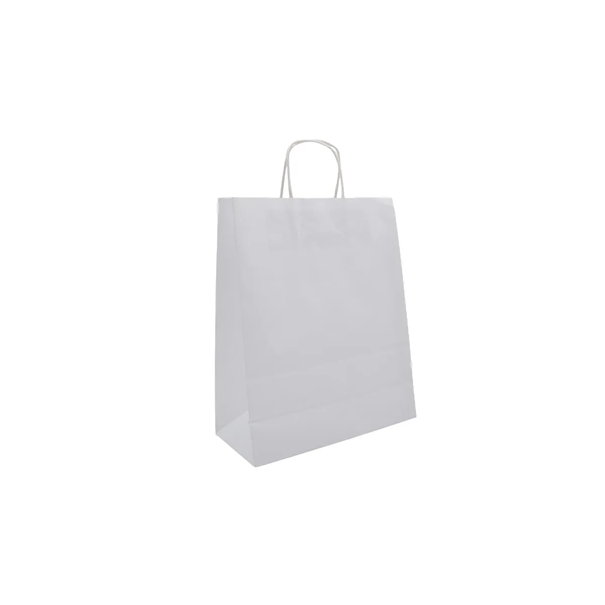 Sac kraft blanc poignées torsadées 24 x 10 x 31 cm 100g/m² - Paquet de 100 - Sacs kraft blanc poignées torsadées