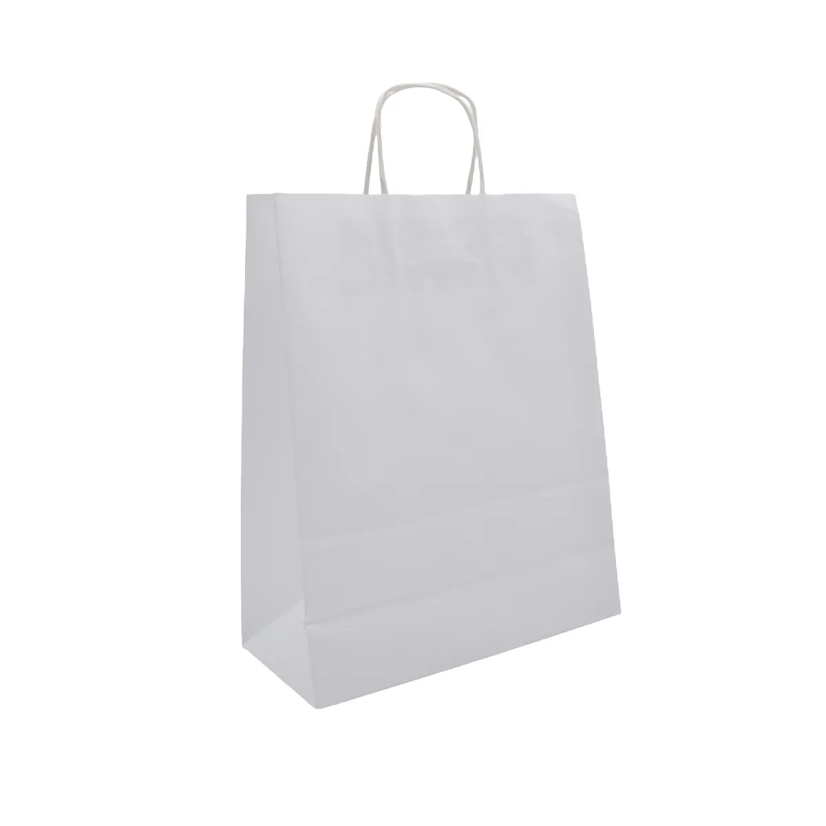 Sacs kraft blanc poignées torsadées 32x12x41 cm - Paquet de 100 - Sacs kraft blanc poignées torsadées