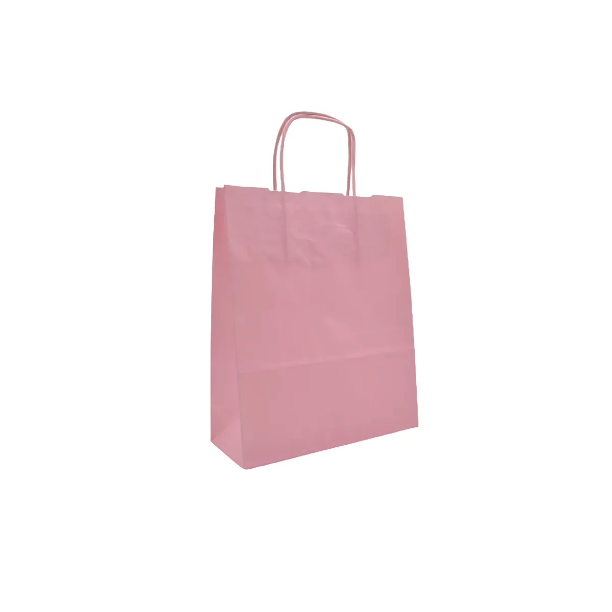 Sac kraft rose poudré poignées torsadées 24 x 12 x 31 cm 100g/m² – Sac papier rose - Carton de 100 - Sacs kraft couleur poignées torsadées