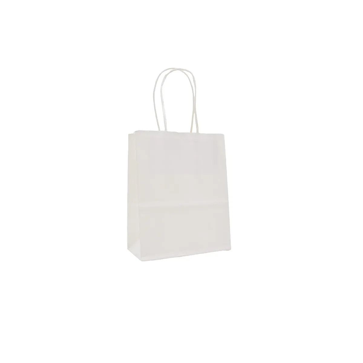 Sacs kraft blanc poignées torsadées 12x6x15 cm - Paquet de 100 - Sacs kraft blanc poignées torsadées