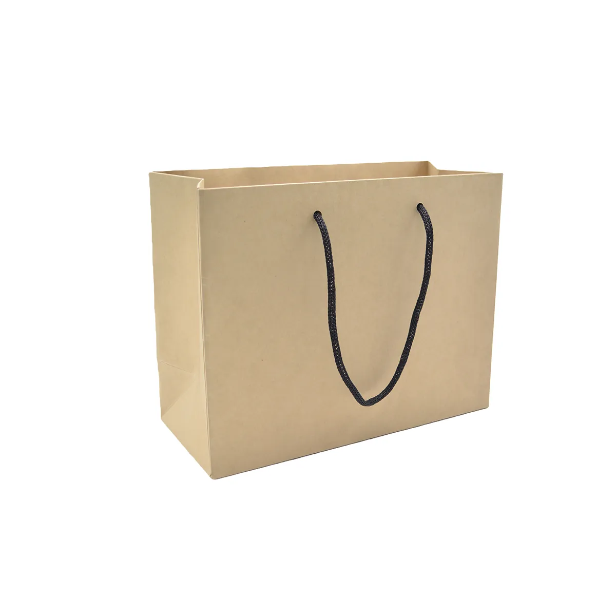 Sac papier luxe bambou brun poignées cordelières 23 x 10 x 18 cm 190g – Sac emballage - Sac boutique - Lot de 20 - Sacs kraft luxe