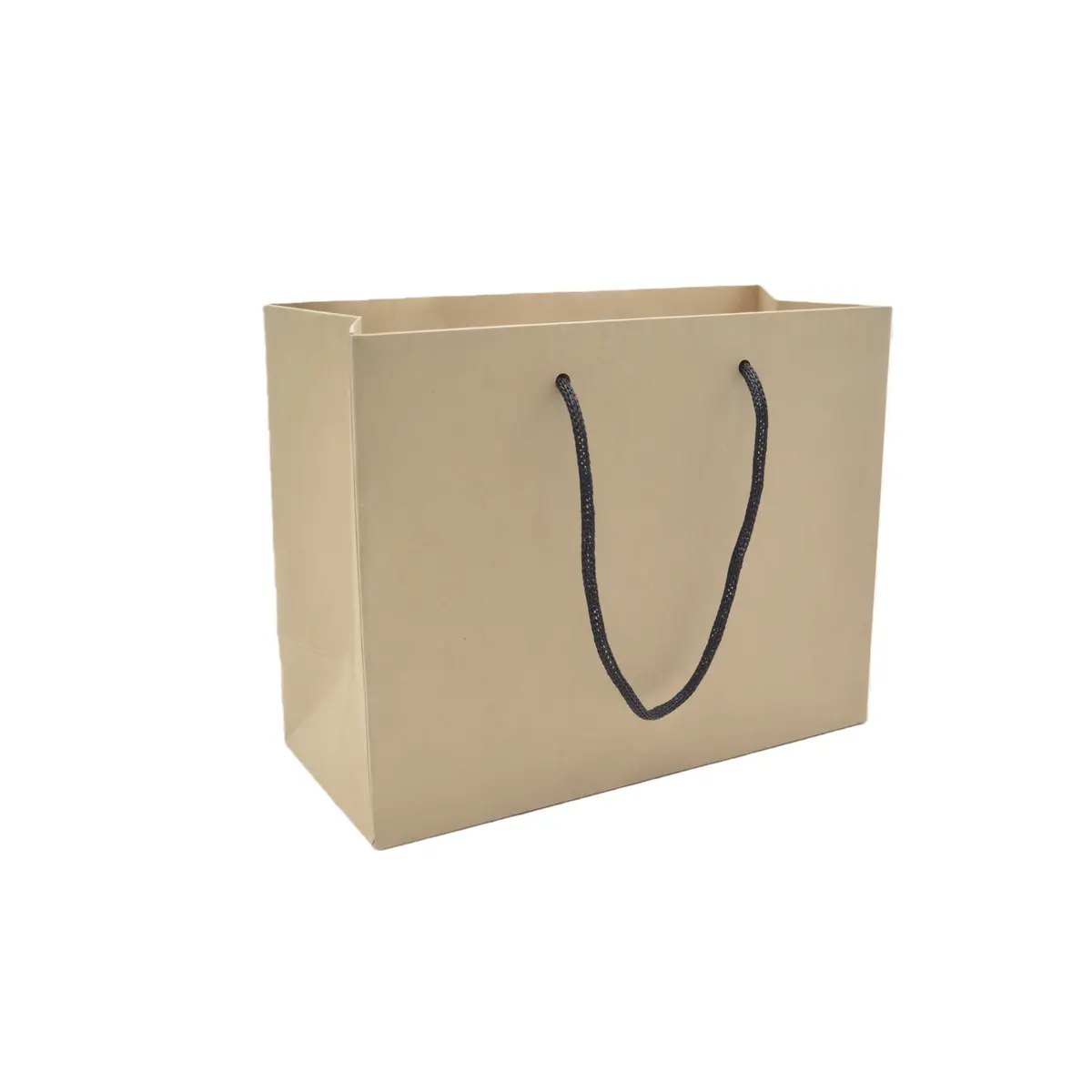 Sac papier luxe bambou brun poignées cordelières 23 x 10 x 18 cm 190g – Sac emballage - Sac boutique - Lot de 20 - Sacs kraft luxe