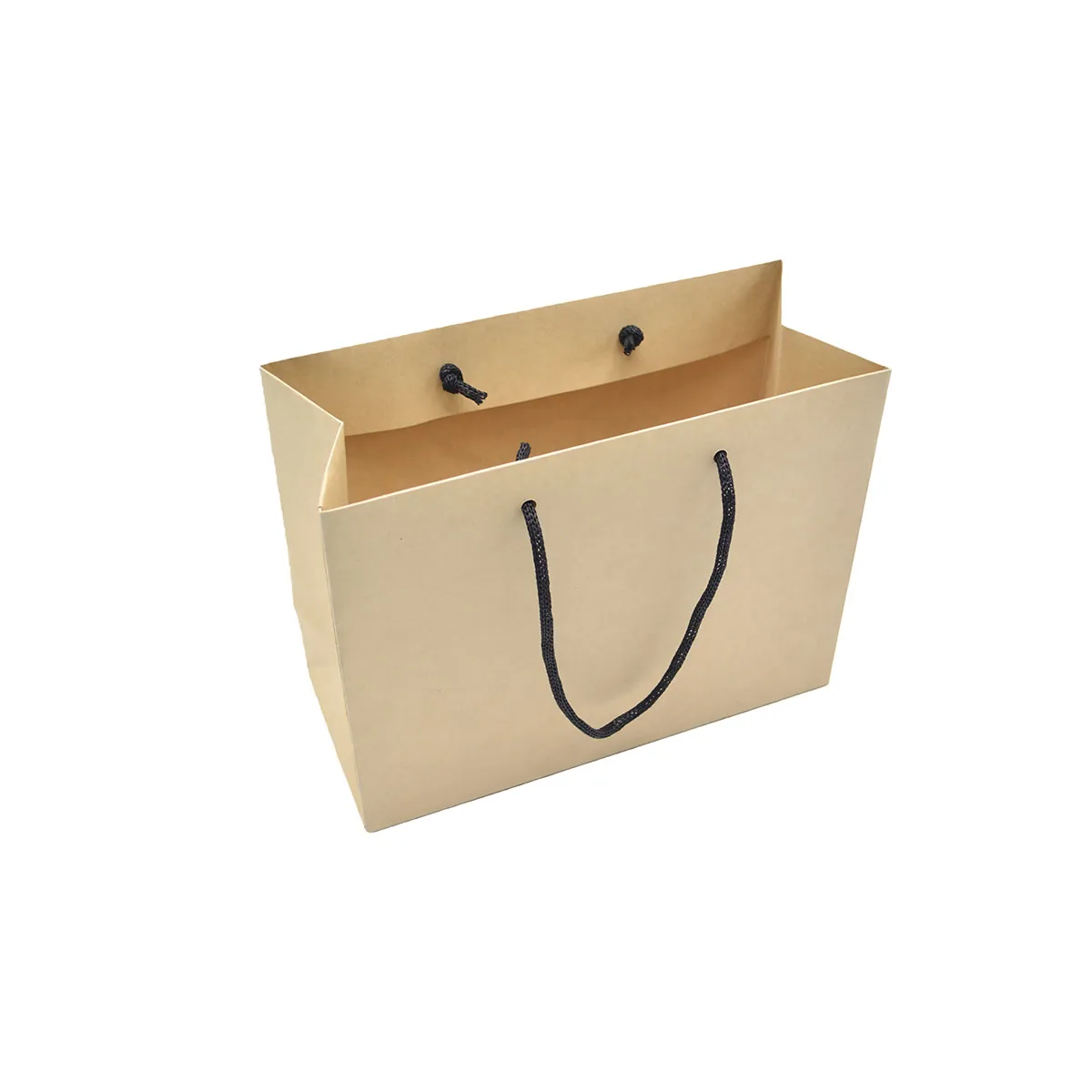 Sac papier luxe bambou brun poignées cordelières 23 x 10 x 18 cm 190g – Sac emballage - Sac boutique - Lot de 20 - Sacs kraft luxe-1