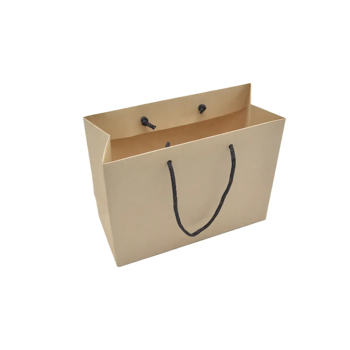 Sac papier luxe bambou brun poignées cordelières 23 x 10 x 18 cm 190g – Sac emballage - Sac boutique - Lot de 20 - Sacs kraft luxe-1