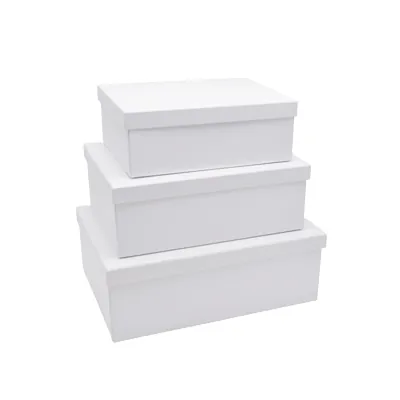 Boîtes cadeaux pliables blanches couvercle amovible 39+28x13,5 cm 1300g/m² – Paquet de 4 - Boites cadeaux carton pliables-3