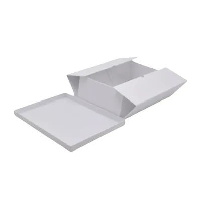 Boîte cadeau pliable à couvercle amovible blanche 29x22x10 cm - Lot de 4 - Boites cadeaux carton pliables-2
