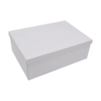 Boîtes cadeaux pliables blanches couvercle amovible 39+28x13,5 cm 1300g/m² – Paquet de 4 - Boites cadeaux carton pliables-1