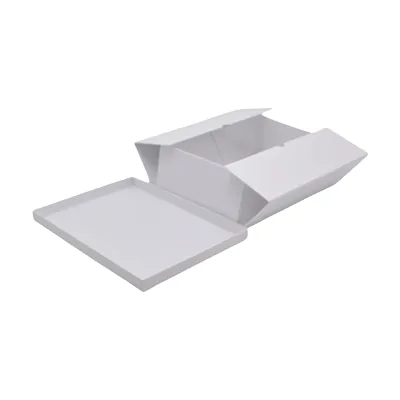 Boîtes cadeaux pliables blanches couvercle amovible 39+28x13,5 cm 1300g/m² – Paquet de 4 - Boites cadeaux carton pliables-2
