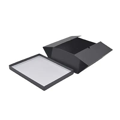 Boîte cadeau pliable à couvercle amovible noire 29x22x10 cm - Lot de 4 - Boites cadeaux carton pliables-1