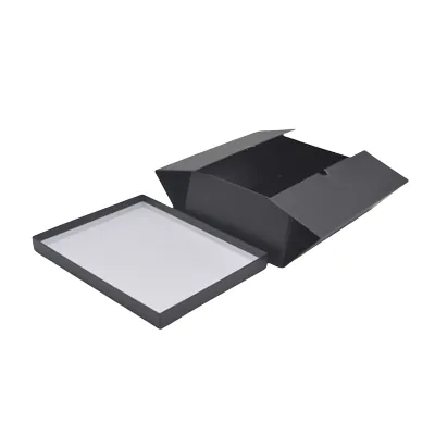 Boîte cadeau pliable à couvercle amovible noire 29x22x10 cm - Lot de 4 - Boites cadeaux carton pliables-2