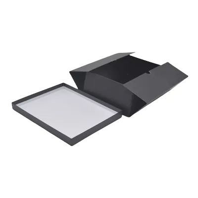 Boîte cadeau pliable à couvercle amovible noire 34x25x12 cm - Lot de 4 - Boites cadeaux carton pliables-2