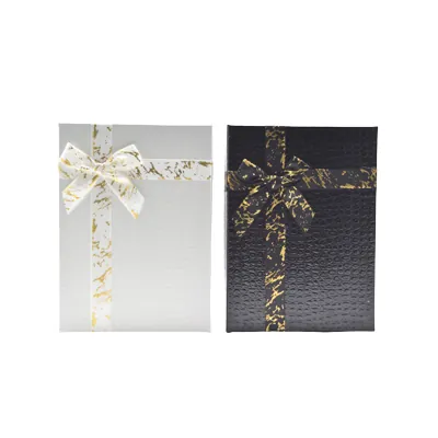 Boîtes cadeaux noires texturées 23x17x6,5cm – ruban or – Paquet de 4 - Boites cloches-2