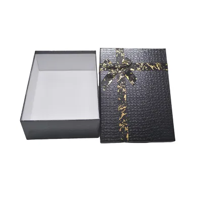 Boîtes cadeaux noires texturées 23x17x6,5cm – ruban or – Paquet de 4 - Boites cloches-5