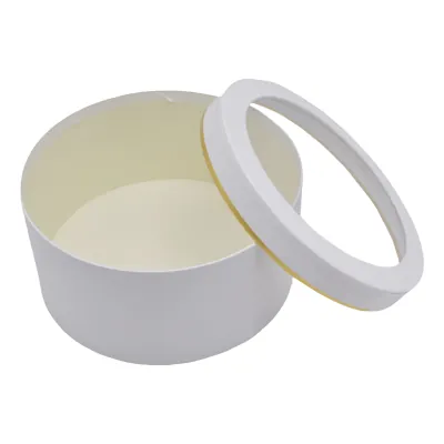 Boîtes rondes blanches liseré or fenêtre 20,4x10cm – Paquet de 2 - Boites cloches-2