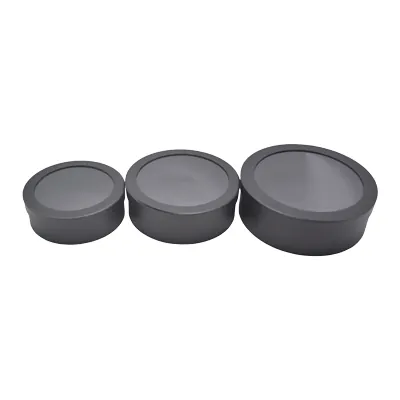 Boîtes rondes noires fenêtre 18x6cm - Paquet de 4 - Boites cloches-1
