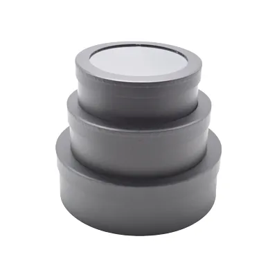 Boîtes rondes noires fenêtre 18x6cm - Paquet de 4 - Boites cloches-2